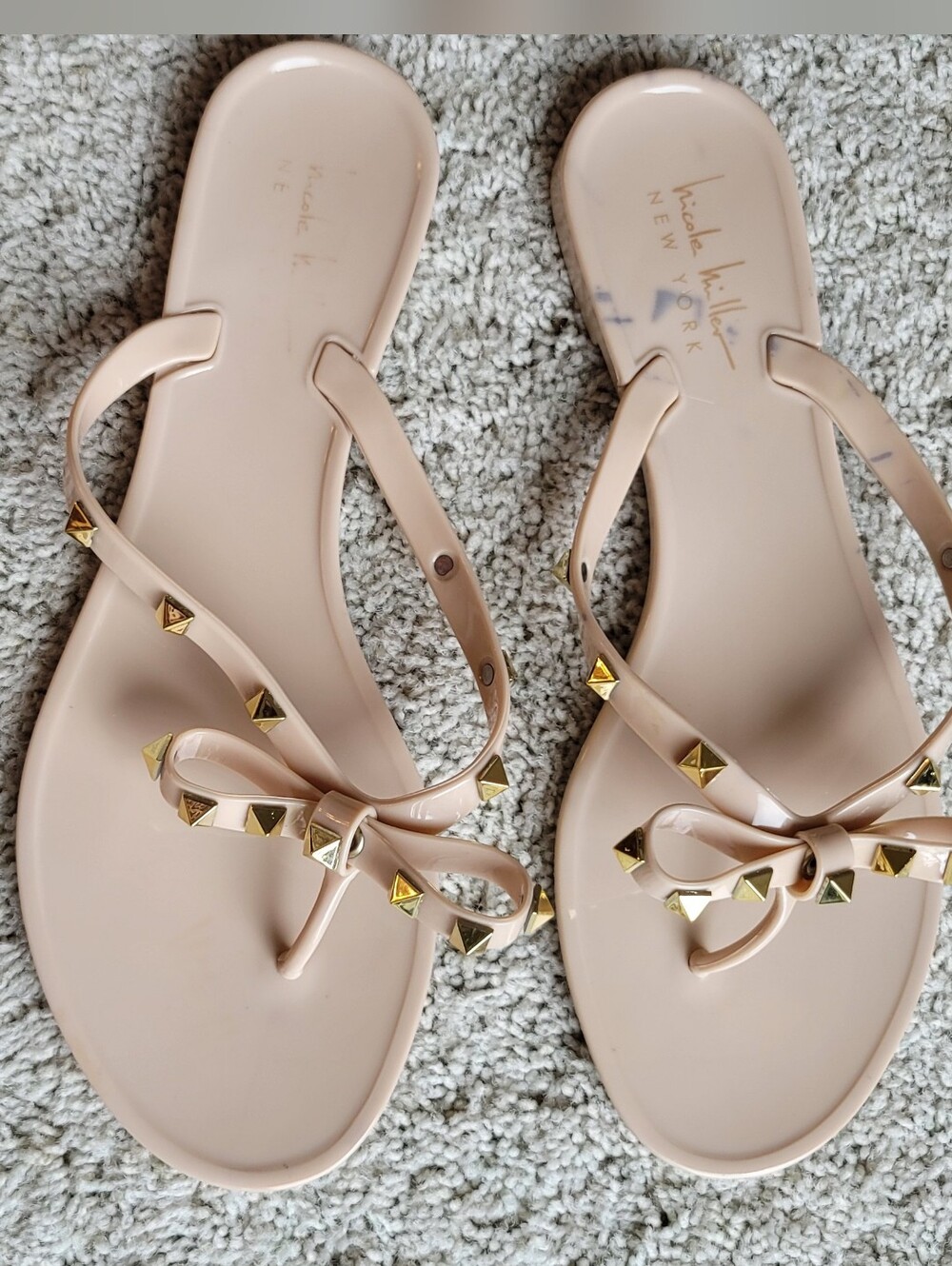 Nicole Miller's Flip-flop Combining "Hard & Soft" In A  Nice Nude Color 39, 8